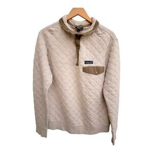 Patagonia Quilted Snap Pullover Mens Medium Tan Lightweight Outdoor Jacket